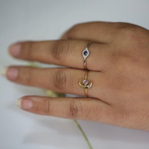 Simple cheap high quality single evil eye ring gold color Midi Pinky rings