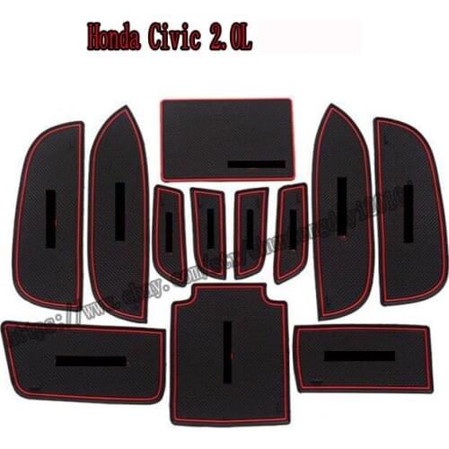 Fit For Honda Civic 9th 2012-2015 Interior Door Mat Gate Slot Pad Car Cup Mat Non-slip
