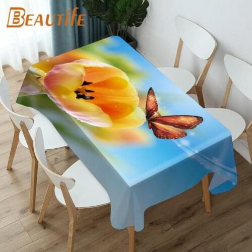 Nature FlowerTablecloth Customize Any Style Square/Rectangular/Round Table Cloth Wedding Table Cover Waterproof Dustproof Fabric