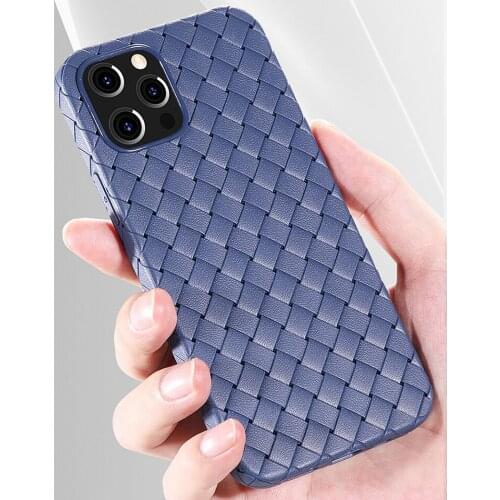 KOLPLER Super Soft Phone Case For iPhone 12 Pro Max Luxury Grid Weaving Cases For iPhone 12 Mini Radiating Cover Silicone Case