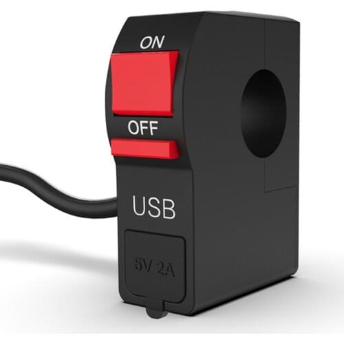 22mm 7/8" Universal Motorcycle Handlebar Switch Multifunctional Start Flameout ON OFF Button With USB Charger 4 Wire Connectors