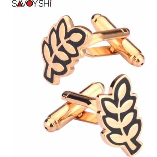 SAVOYSHI Vintage Wheat Leaf Branch Gold Cufflinks for Mens High Quality Shirt Cuff links Wedding Gift Gemelos