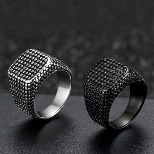 Domineering Dotted Mens Ring Stainless Steel Retro Trend Fashion Jewelry Creative Personality Holiday Gift Wholesale