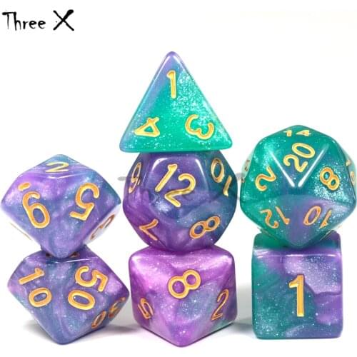 High Quality 15 color Creative Universe Galaxy Dice Set of D4-D20 Glitter Powder Amazing Effect for DND RPG