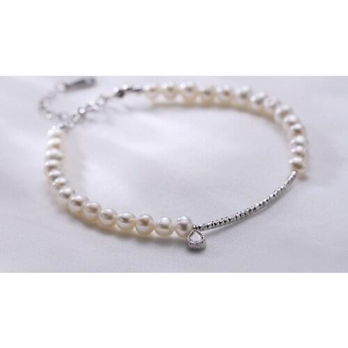 Korean Fashion Real 925 Sterling Silver Bracelets For Women Water Drop Crystal Freshwater Pearls Bracelet Woman Hand Jewelry