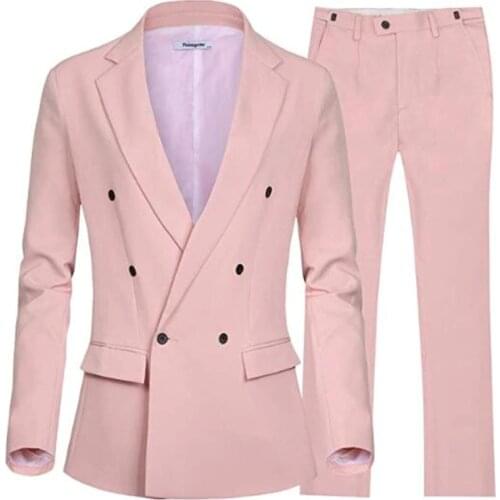 Double Breasted Women Jacket+Pants Pink Women Business Suits Women Pantsuit Office Uniform Style Female Trouser Suit Custom Made