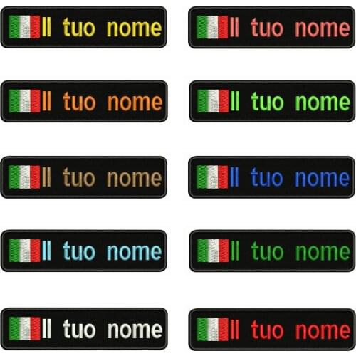 Italian flag Italy 10X2.5cm Embroidery Custom Name Text Patch Stripes badge Iron On Or Velcro Backing Patches For Clothes
