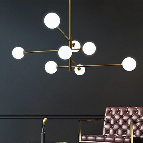 Gold Chandelier For Dining room Kitchen Island Chandelier Glass Ball Black Copper Hanging Chandelier interior lighting home