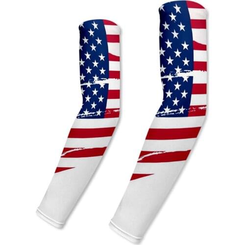 1 Pair Summer Protective Arm Sleeves for Women Men Star Stripe Print Sun-Resistant Cool Oversleeves for Cycling Fishing