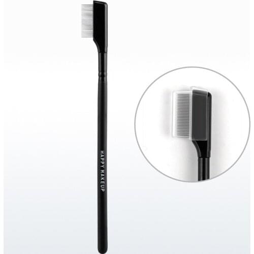 1Pc Stainless Steel Eyebrow Comb Wood Handle Double-Sided Dual Purpose Makeup Brush Eyelash Comb with Cover Cosmetic Tools