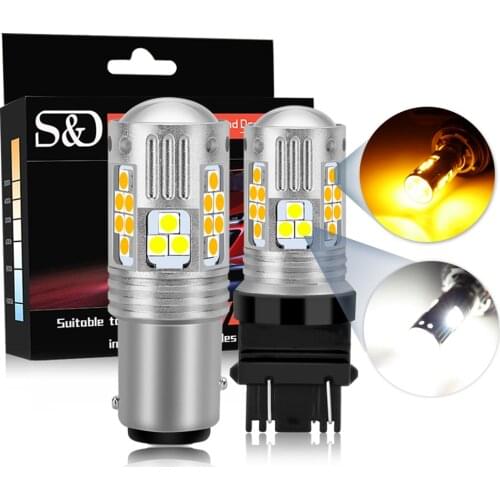 2PCS Switchback LED Car Light For Turn Signal / DRL T20 Led Bulb 7443 W21/5W 1157 BAY15D P21/5W T25 3157 P27/7W Amber White Lamp