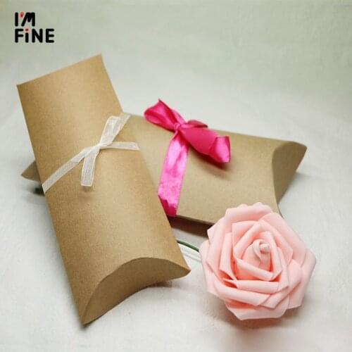 20*10*4cm Large Kraft Craft Paper Jewelry Pack pillow Box Gift packaging Box wedding,Wedding Party Candy pillow Packaging Box