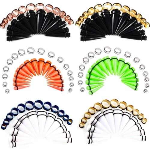24PCS Ear Gauge Stretching Kit big size Stainless Steel Tunnel Ear Plug 10-20mm Acrylic Taper Gauge Set Expander Kit Stretcher