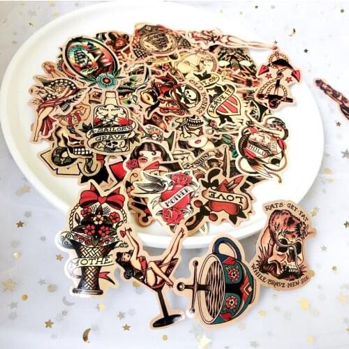 50Pcs/Set Exotic Sexy Beauty Sticker Skull And Crossbones Retro Graffiti Waterproof Stickers For Fridge Phone Car