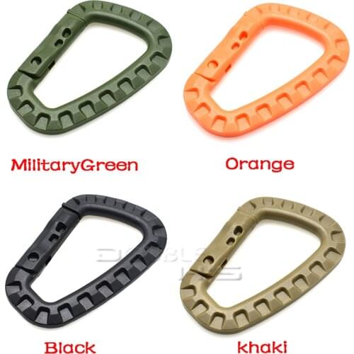 50pcs/lot Carabiner Snap Hanging Hook D-Ring Spring Black Plastic Strong Tactical Tac Link Backpack EDC Tool Keychain