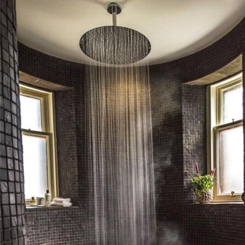 Black Wall Mounted Shower Head Water Saving Bathroom Faucet Chrome 8/10/12 " Thick 8mm Brass Rainfall Top Over-Head Shower Arm