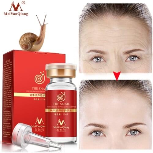 MeiYanQiong Snail Essence Hyaluronic Acid Liquid Whitening Moisturizing Shrink Pores Anti-Aging Beauty Skin Cream12ml