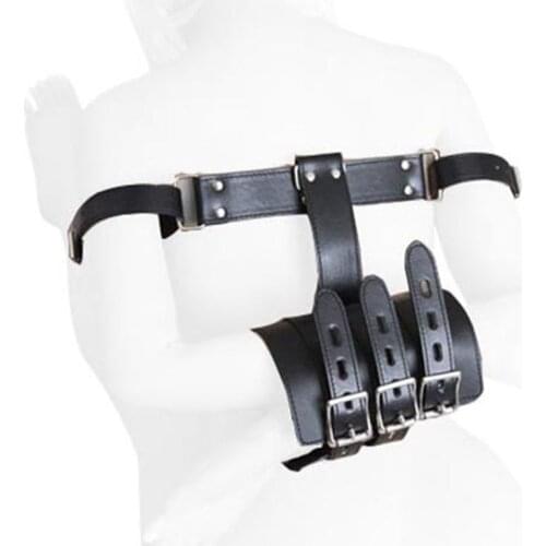 PU Leather Locking Behind the Back Elbows and Wrists Bondage Cuffs Arm to Wrist Restraint Armbinder Fetish Sex Products