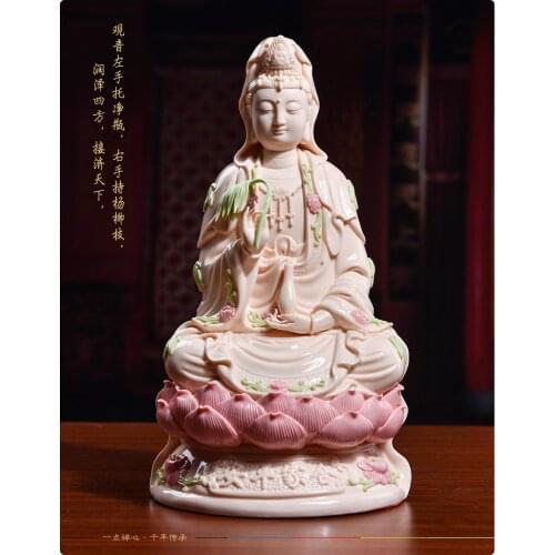 GOOD figure of Buddha HOME efficacious Talisman Family Protection # Bless safety handmade Chinaware GUAN YIN Buddha statue