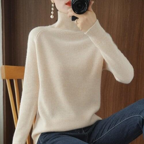Turtleneck Cashmere Sweater Women Winter Cashmere Jumpers Knit Female Long Sleeve Thick Loose Pullover