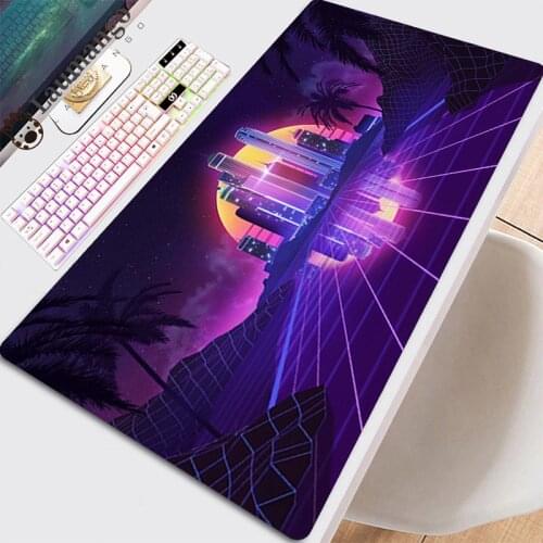 Mause Pad Mouse Speed Full Gamer Pc Gaming Keyboard Large Extended For Anime Mats Cute Mausepad Non-slip Mat Beautiful Retrowave