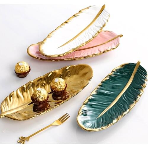 Nordic Creative Dessert Plate Leaf Shape Ceramic Tray Fruit Bread Cake Chocolate Biscuit Plate Sushi Plate Decoration Tableware