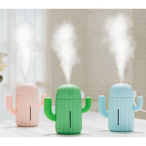 340ML Mini Creative Cactus Air Diffuser Portable Air Humidifier Home Office Car