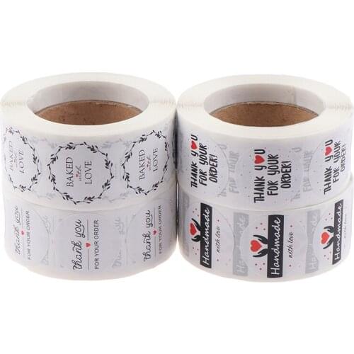 Round Thank You For You Sticker Heart Thanks For Shopping Stationery Handmade Sticker White Labels Sticker