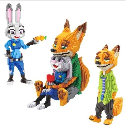 Zootopia mini Building Blocks Judi Anime Action Figures Nick Large size Fox and rabbit Collection Brick toys for children