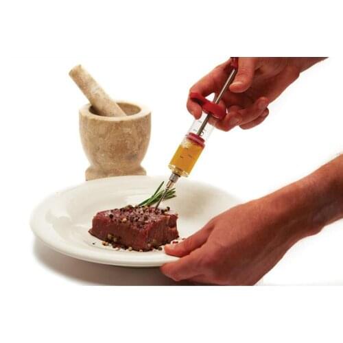 Stainless Steel Needles Spice Syringe Set BBQ Meat Flavor Injector Kithen Cooking Sauce Marinade Meat Accessories#20219