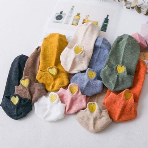 4 Pairs New Fashion Women Spring Autumn Ankle Socks Girls Cotton Color Novelty Female Cute Heart Casual Funny Sock