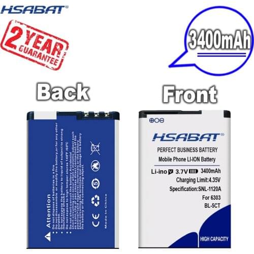 New Arrival [ HSABAT ] 3400mAh BL-5CT Battery For Nokia 5220XM Battery 6730 C5-00 C6-01 C3-01 6303C 5220 6730c C5 6303i