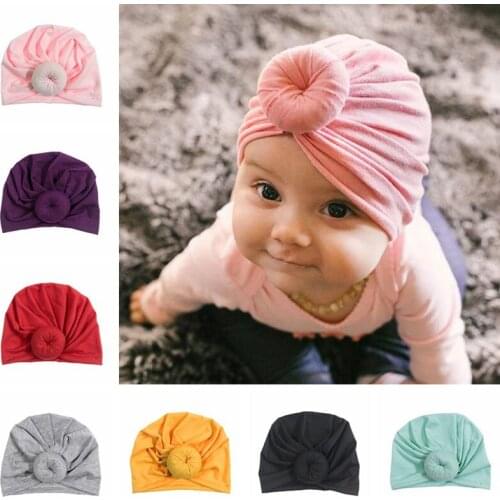 New Baby Accessories For Newborn Toddler Kids Baby Girl Boy Turban Cotton Beanie Hat Winter Cap Knot Solid Soft Hospital Caps