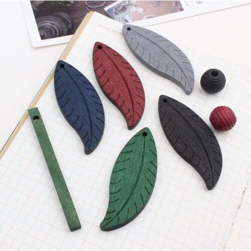 New Design Colorful Print Solid wood material Leaves/Rounds/Rectangle Shape Fashion Beads Diy Jewelry Earring/Necklace Pendants