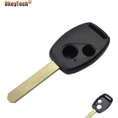 OkeyTech Uncut Blade 2 Buttons Replacement Remote Car Key Cover Case Fob for Honda Accord Civic Transponder Blank Key No Logo