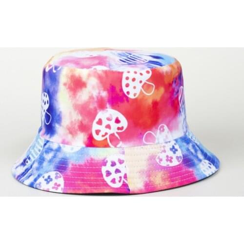 Colorful Galaxy Mushroom Print Bucket Hat For Women Men Chic Outdoor Tie-dye Sun Cap Summer Casual Beach Hat Accessories 2021