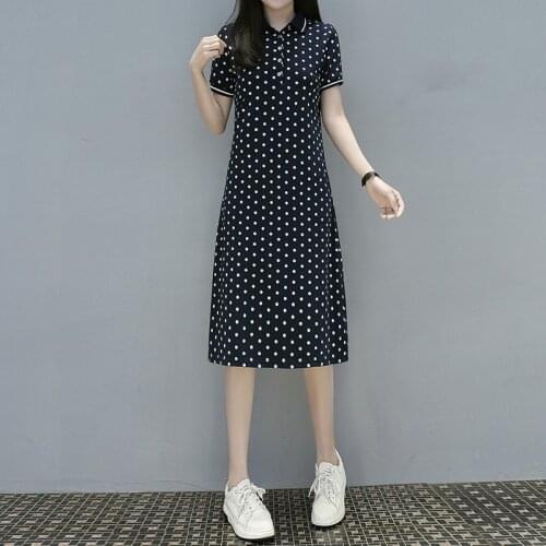 Dresses For Women 2020 New Fashion Summer Casual Loose Striped Polo Collar Polka Dot Vintage Cotton Vestidos Verano 2020 Mujer