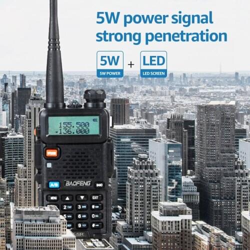 Powerful Baofeng UV-5R 5W Walkie Talkie VHF UHF Transceiver UV 5R Amateur Ham FM Radio Station 5Watts 10km Hunting Transmitter