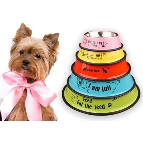 Stainless Steel Anti-skid Pet Dog Cat Food Water Bowl Pet Feeding Feeder Bowl