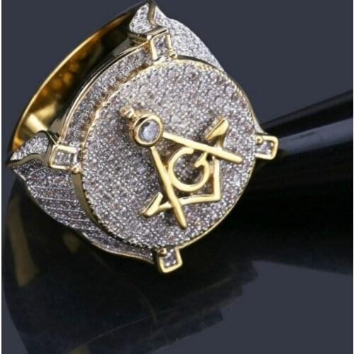 Religious Style Punk Gold Mens Masonic Ring Knight Templar Men Classic Jewelry