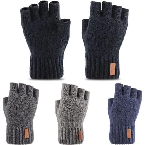 Unisex Wool Knit Twist flower Full Finger Touch Screen Driving Glove Winter Thicken Warm Elastic Fingerless Cycling Mittens E1