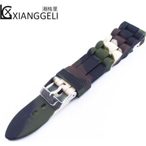 Silicone strap watch accessories Pin buckle camouflage watch with 12mm14mm16mm18mm20mm22mm24mm sports outdoor watch band