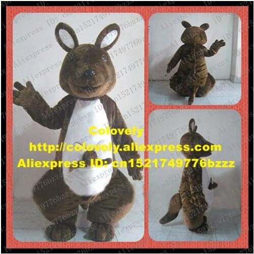 Lively Brown Kangaroo Mascot Costume Mascotte Roo Cosnel Bandicoot Adult With Big White Ears Smiling Face No.2688 Free Ship