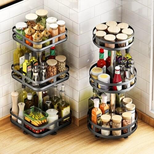 Creativi rotatable kitchen seasoning racks seasoning bottle storage sorting multifunctional 2/3 layer detachable round storage