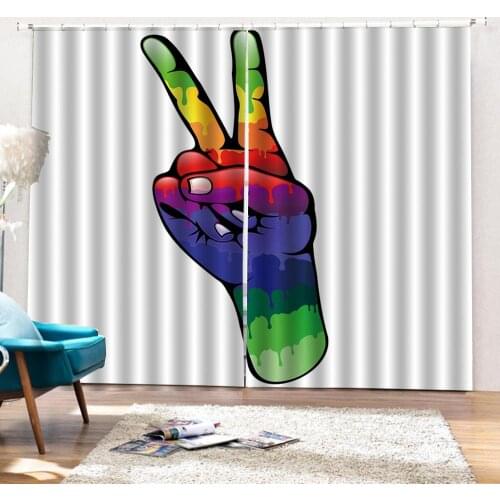 Custom curtains modern living room curtains Color hands 3d Curtains Blackout for Living Room Kids Bedroom Fabric