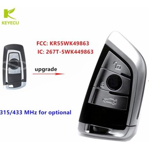KEYECU Replacement Silver Smart Remote key Fob 3 Button 315MHz/433MHz for BMW F Series CAS4+/ FEM FCC ID: KR55WK49863