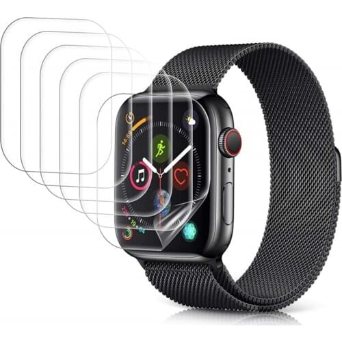 Screen Protector for Apple Watch 44mm Series 4/5 Max Coverage Bubble-Free Anti-Scratch iWatch 40mm Flexible HD TPU Clear Film