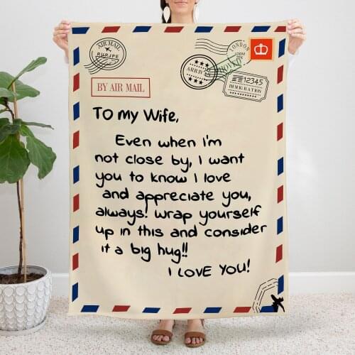 To Wife From Husband Blanket Fleece Autumn/Winter Love Letter Gifts Lightweight Thin Throw Blanket for Bedding Car Bedspread