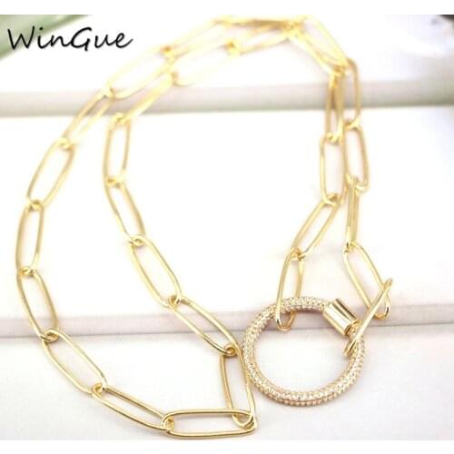Gold Color Carabiner Round Square Cloud CHUNKY Necklaces Statement Necklace metal CHAIN Spiral Clasps Carabiner Chokers