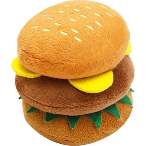 1pcs Dog Squeaky Toy Funny Hamburger French Fries Dog Toys Multicolor For Aggressive Chewers Training Toy Cosas Para Perros